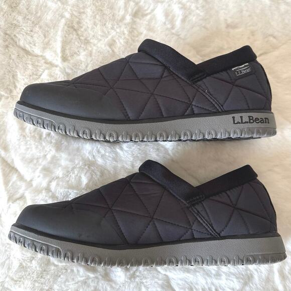 L.L. Bean Ultralight PrimaLoft Slip-On Shoes Men\'s 9M Black Quilted Waterproof